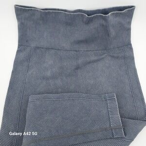 Aura Blue Mineral Wash Ribbed Seamless High Waisted Leggings SAWL2042 XXS XS
